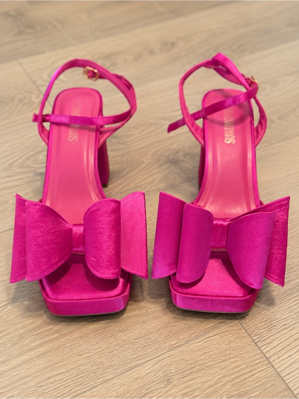 Dream Pairs Hot Pink Satin Bow Platform Chunky Heels Size 10 Y2K